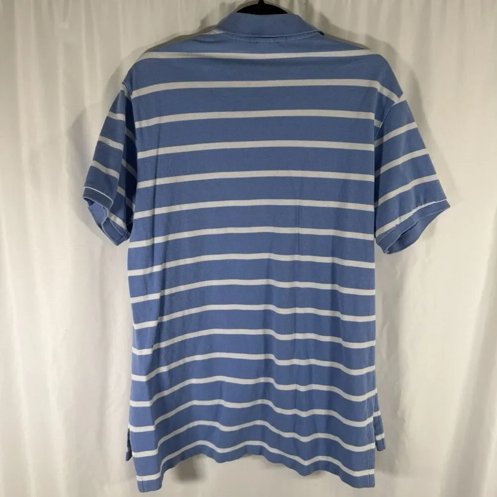 Polo Ralph Lauren Polo Shirt Mens XL Blue Striped Short Sleeve Custom Fit Cotton